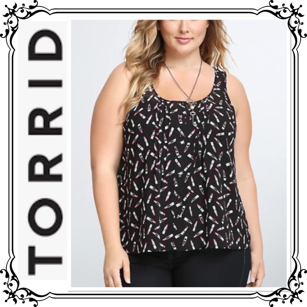 TORRID ⭐️ Lipstick Chiffon Tulip Back Sleeveless Blouse
